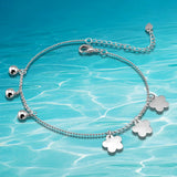 Snowflake Bell Anklet 925 Sterling Silver Women Foot Ornaments