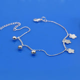 Snowflake Bell Anklet 925 Sterling Silver Women Foot Ornaments