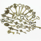Sweet Bell Antique Bronze Metal Mixed Key Charms DIY Pendant Making 30pcs