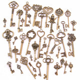 Sweet Bell Antique Bronze Metal Mixed Key Charms DIY Pendant Making 30pcs