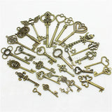 Sweet Bell Antique Bronze Metal Mixed Key Charms DIY Pendant Making 30pcs