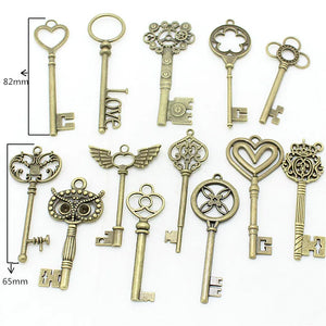Vintage Charms Big Key Pendant Antique Bronze DIY Metal