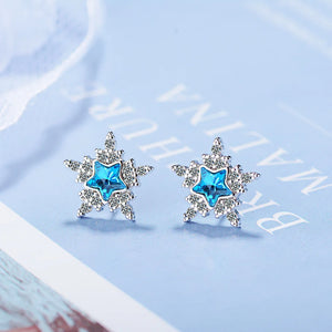 Crystal Star Earrings 925 Sterling Silver