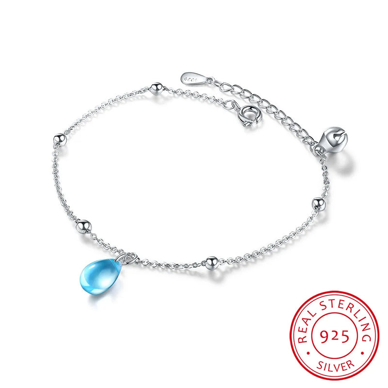 Crystal Water Drop 925 Silver Bracelet for Women