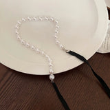 Sweet Bowknot Pearl Necklace For Ladies Ribbon Girls Clavicle Collar Chain