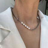 Sweet Bowknot Pearl Necklace For Ladies Ribbon Girls Clavicle Collar Chain