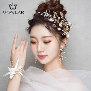 Sweet Bride Beaded Headband Headdress Prom Pageant Hair Accessories