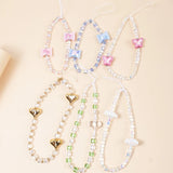 Cute Butterfly Heart Beaded Bracelet Phone Chain Acrylic Colorful Candy Keychain
