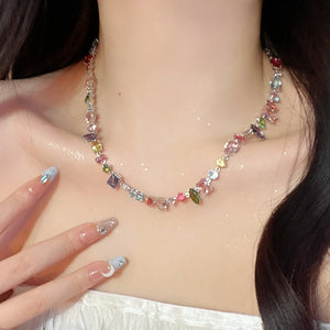 Crystal Zircon Heart Water Drop Choker Necklaces for Women