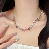 Crystal Zircon Heart Water Drop Choker Necklaces for Women