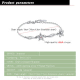 Cherry Blossom Bracelet 925 Sterling Silver Shining Flowers Charm Lady Jewelry