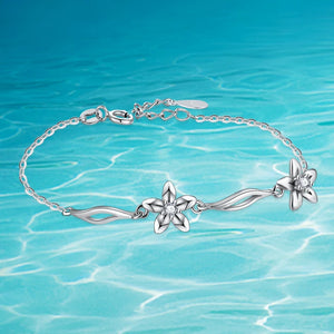 Cherry Blossom Bracelet 925 Sterling Silver Shining Flowers Charm Lady Jewelry