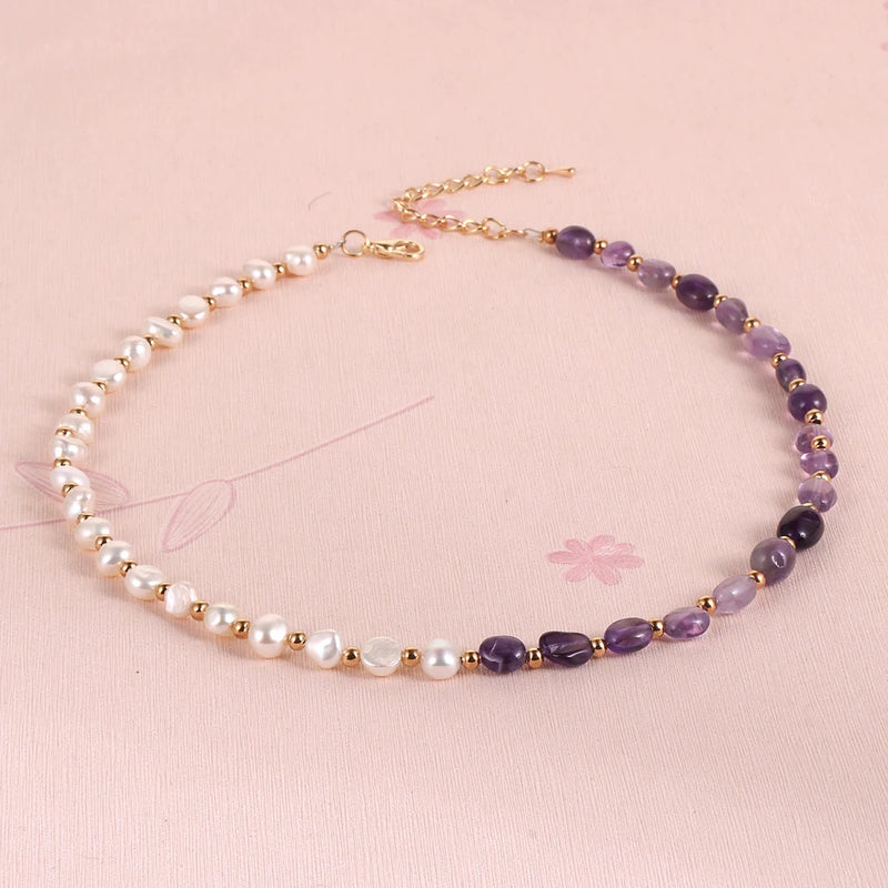 Sweet Choker Freshwater Pearls Choker BOHO Natural Stone Necklace