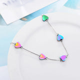 Colorful Love Heart 925 Sterling Silver Bracelet For Women Fine Jewelry