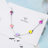 Colorful Love Heart 925 Sterling Silver Bracelet for Women Girls Party
