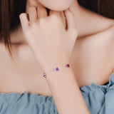 Colorful Love Heart 925 Sterling Silver Bracelet for Women Girls Party