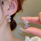 Colorful Acrylic Pearl Butterfly Geometric Hoop Earrings