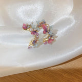 Colorful Acrylic Pearl Butterfly Geometric Hoop Earrings
