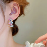 Colorful Acrylic Pearl Butterfly Geometric Hoop Earrings