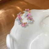 Colorful Acrylic Pearl Butterfly Geometric Hoop Earrings