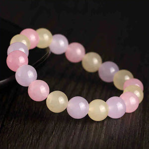 Three-colour Chalcedony Crystal Bracelet - Small Fresh Hand String Jewelry