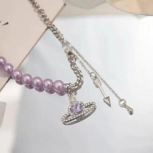 Sweet Personality Pearl Heart Necklace Charm Crystal Love Choker Chain