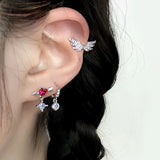 Stainless Steel Cross Moon Cartilage Stud Earrings