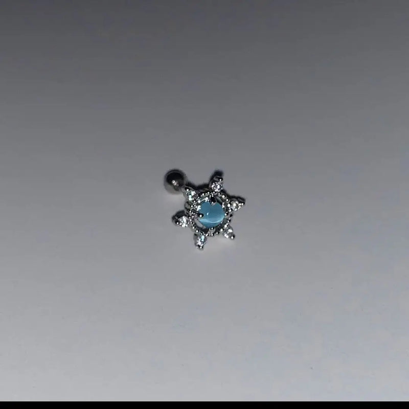 Stainless Steel Cross Moon Cartilage Stud Earrings