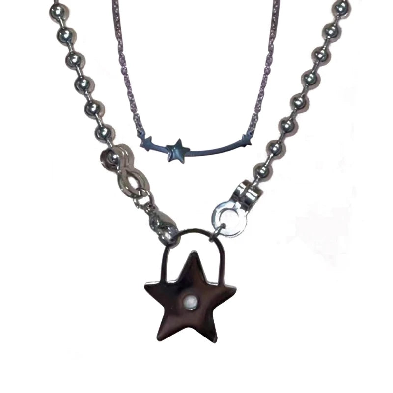 Y2K Accessories Star Pentagram Pendant Necklace Set