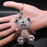 Crystal Bear Teddy Doll Keychain Rhinestone Cartoon Animal Charm Keyring