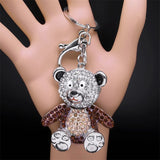 Crystal Bear Teddy Doll Keychain Rhinestone Cartoon Animal Charm Keyring