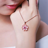 Crystal Pink Blossom Necklace Choker Silver 925 Jewelry