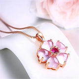Crystal Pink Blossom Necklace Choker Silver 925 Jewelry