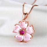 Crystal Pink Blossom Necklace Choker Silver 925 Jewelry