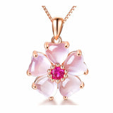 Crystal Pink Blossom Necklace Choker Silver 925 Jewelry