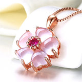 Crystal Pink Blossom Necklace Choker Silver 925 Jewelry
