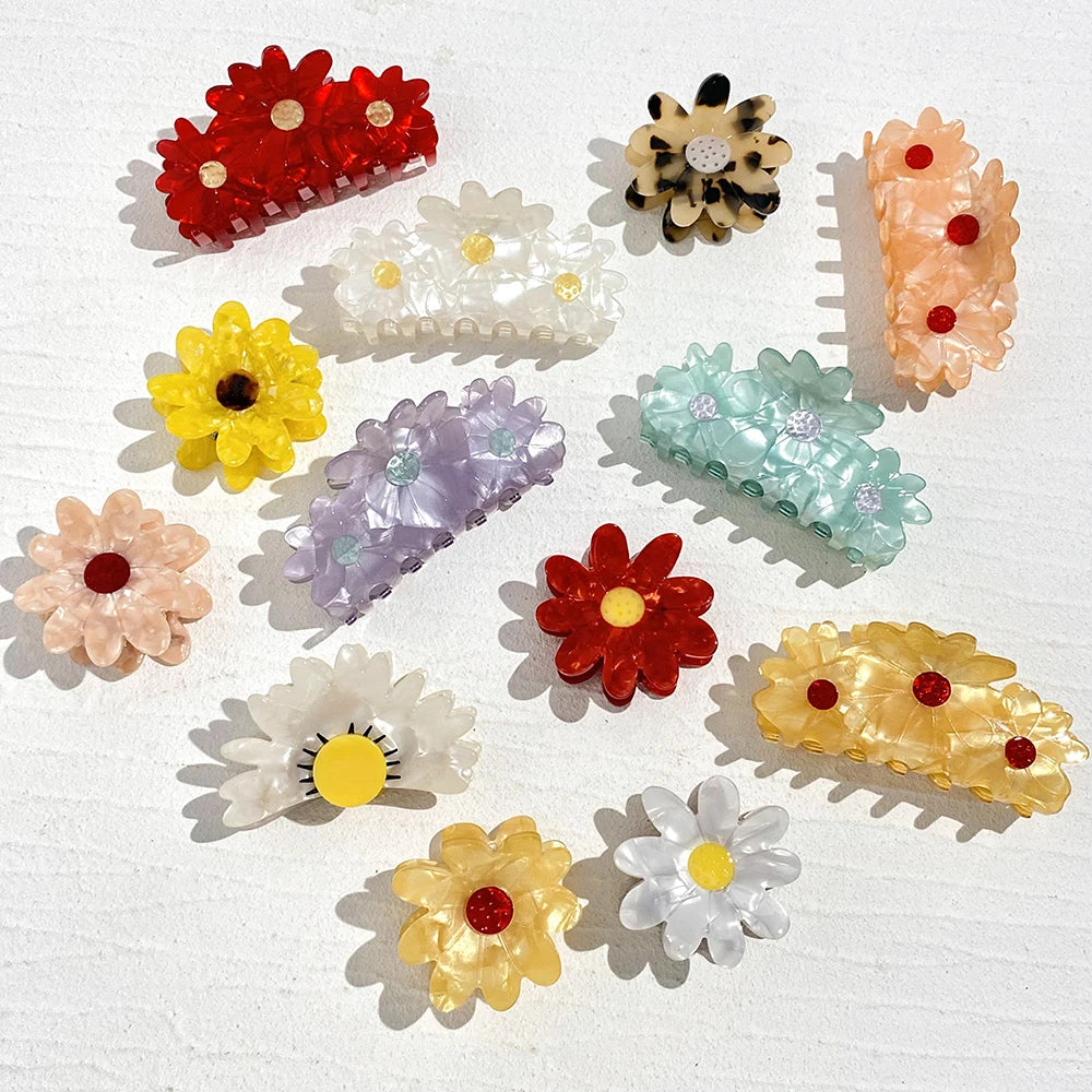 Colorful Flower Shark Hair Claw For Women Hair Clip Hairpin Barrettes