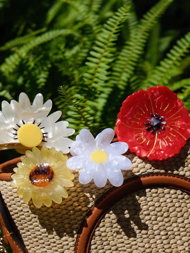 Colorful Flower Shark Hair Claw For Women Hair Clip Hairpin Barrettes