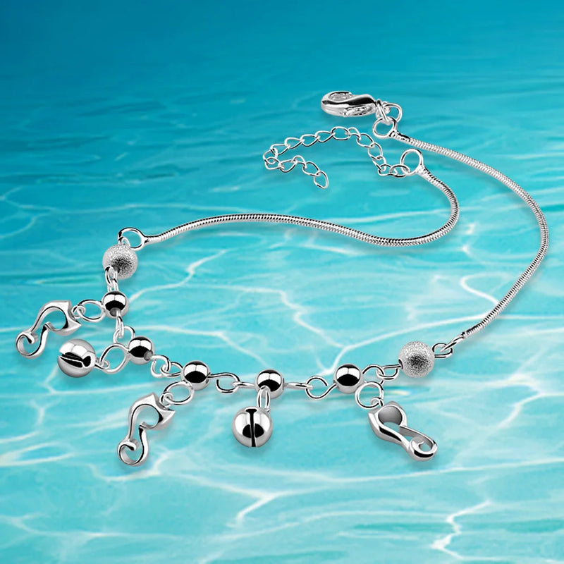 Sweet Cat Anklet Ladies 925 Sterling Silver Bell Anklet Foot Accessories