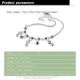 Sweet Cat Anklet Ladies 925 Sterling Silver Bell Anklet Foot Accessories