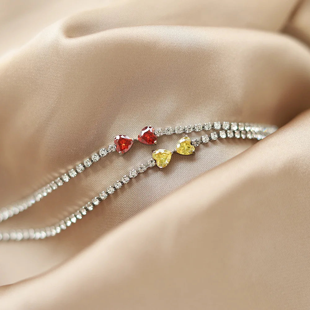 Colored Zircon Bow Bracelet 18k Plated