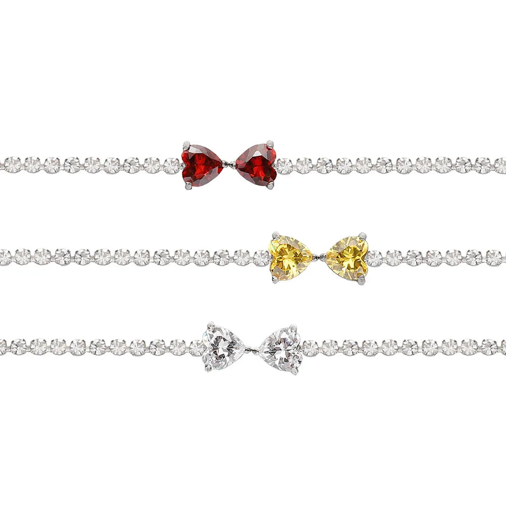 Colored Zircon Bow Bracelet 18k Plated