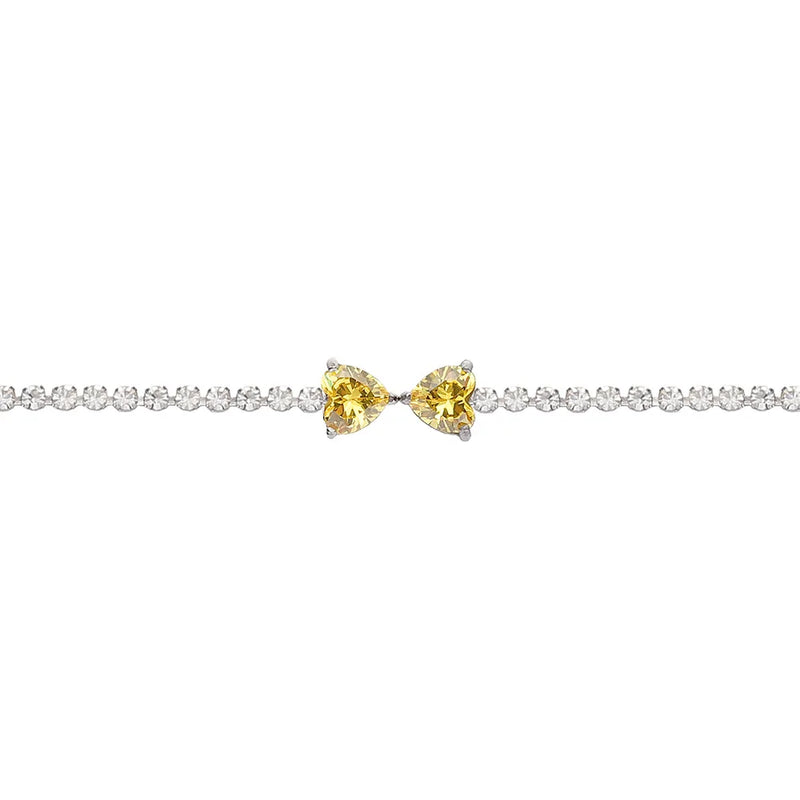 Colored Zircon Bow Bracelet 18k Plated