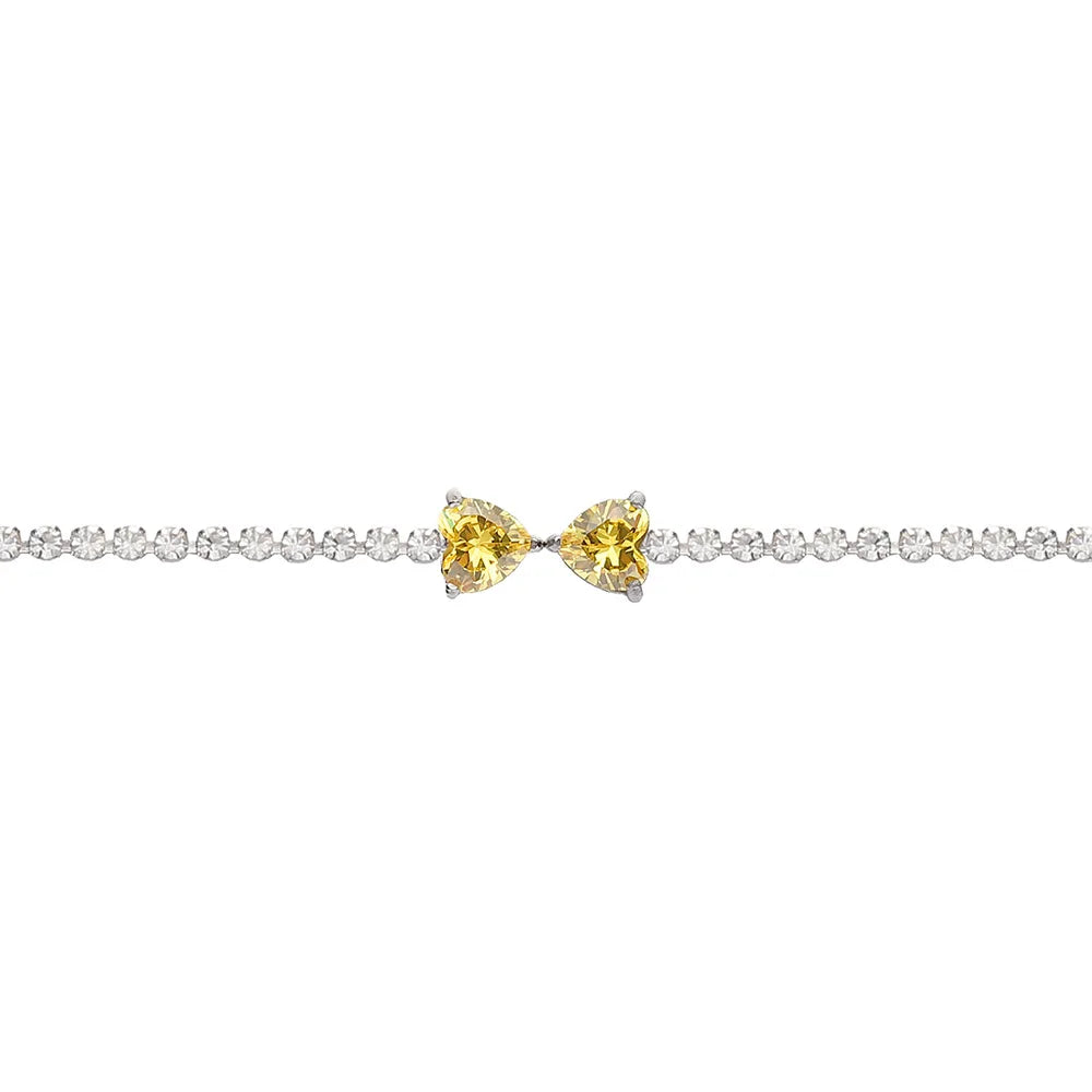 Colored Zircon Bow Bracelet 18k Plated