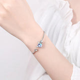 Moonlight Stone Cat & Paw Bracelet 925 Silver