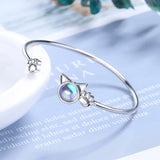Moonlight Stone Cat & Paw Bracelet 925 Silver