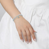 Double Laps Sky Natural Aquamarine Beaded Bracelets for Women Girls