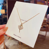 Ballerina Girl Crystal Zircon Pendant Necklace Gift
