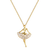 Ballerina Girl Crystal Zircon Pendant Necklace Gift