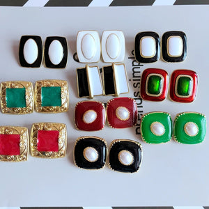 Geometric Pearl Clip Earrings Brincos Jewelry